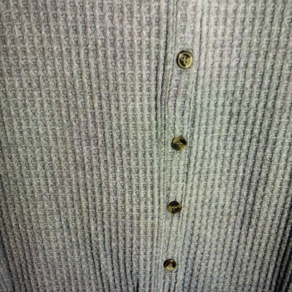 Gray V-Neck Button-Up Women's Sweater - Picture 3 of 8